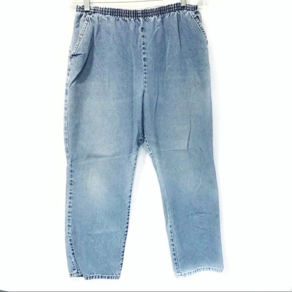 Mom Jeans Chic Vintage Distressed sz 12P Faded Pull On 80s Granny Chic